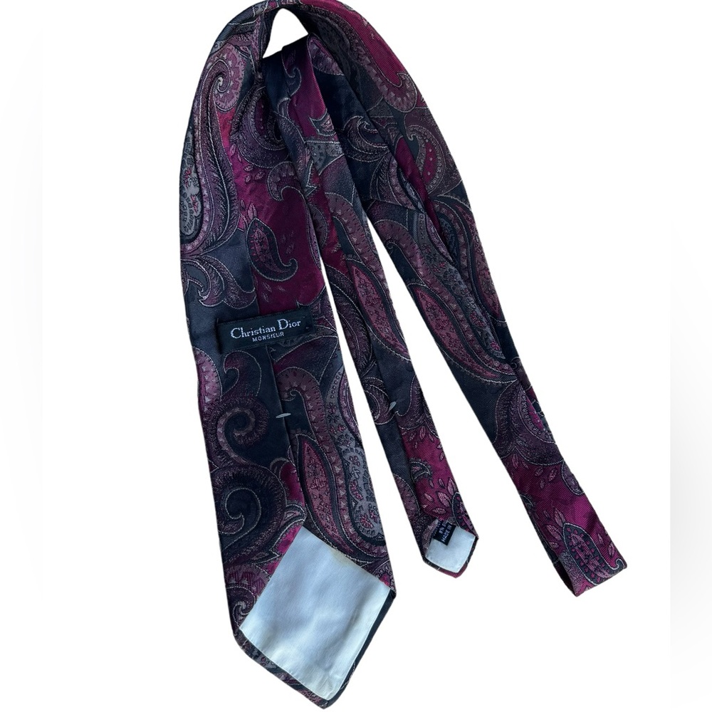 Christian Dior men’s  paisley textured necktie - Picture 3 of 4